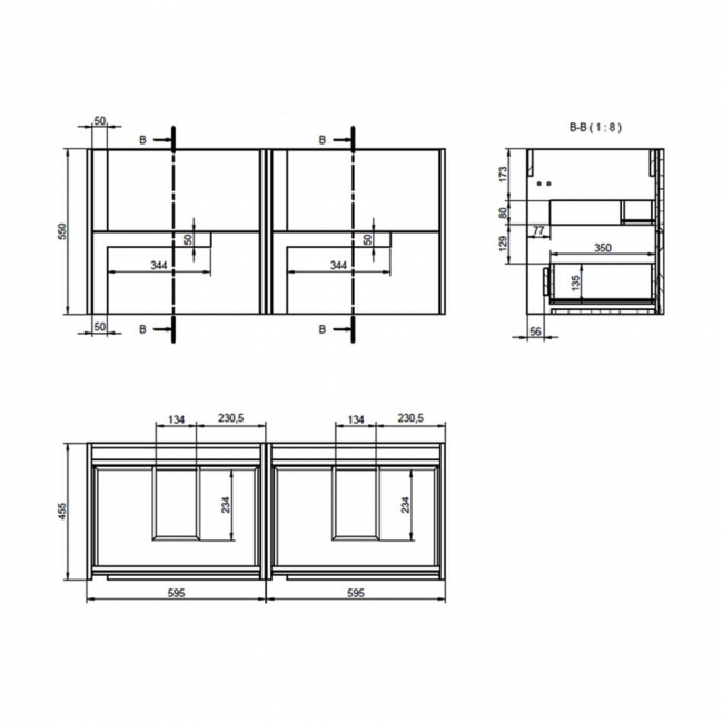 Signature Diversity Wall Hung 4-Drawer Vanity Unit with Basin 1210mm Wide 2TH - Matt Cotton/Oak Effect