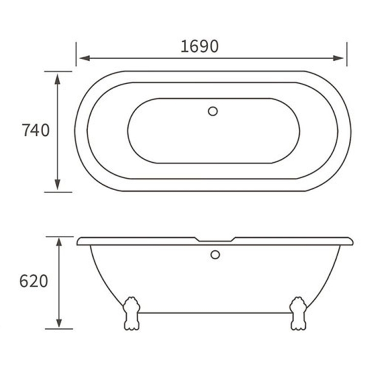 Signature Duchess Oval Bath SIGN102816 1690mm x 740mm Acrylic