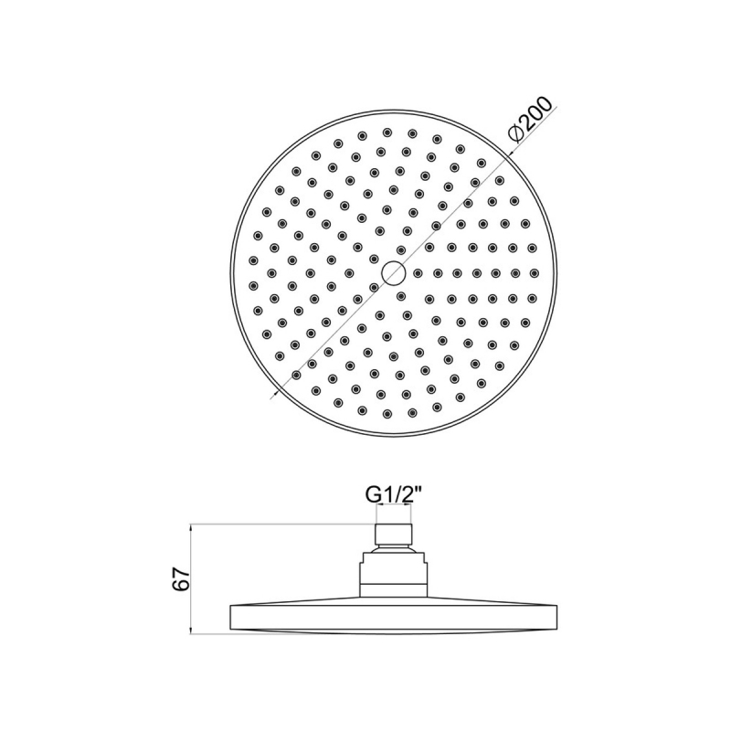 Signature Round ABS Shower Head 200mm Diameter - Chrome