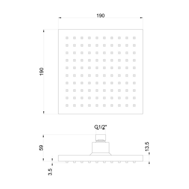 Signature Square ABS Shower Head 200mm x 200mm - Chrome