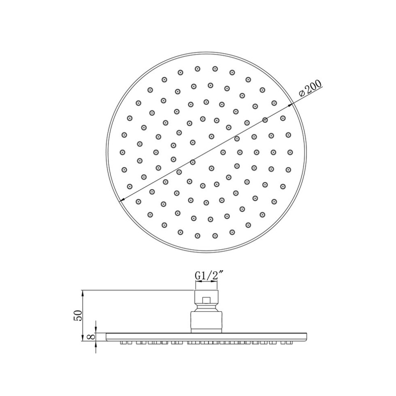 Signature Round Shower Head 200mm Diameter - Chrome