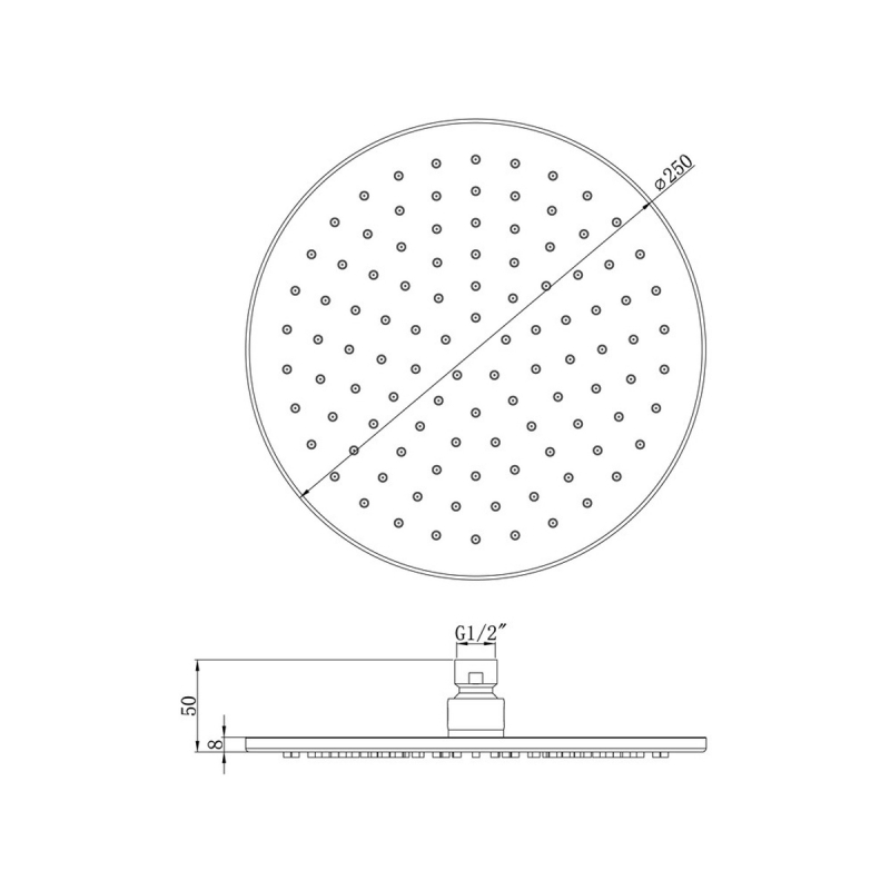 Signature Round Shower Head 250mm Diameter - Chrome