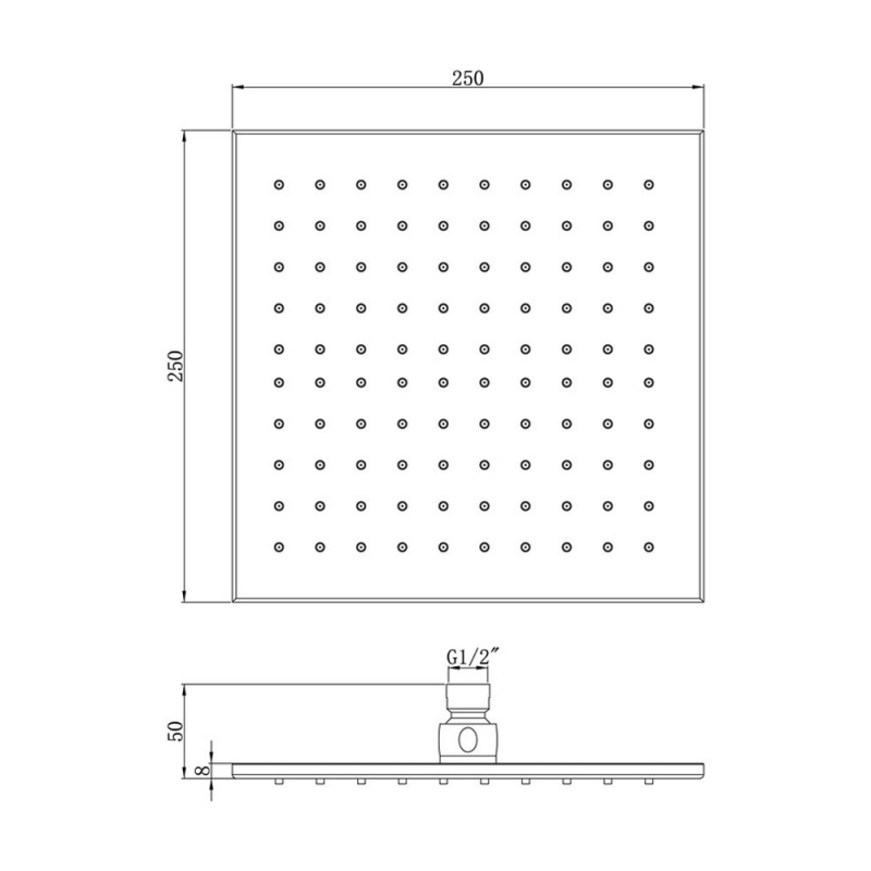 Signature Square Shower Head 250mm x 250mm - Chrome