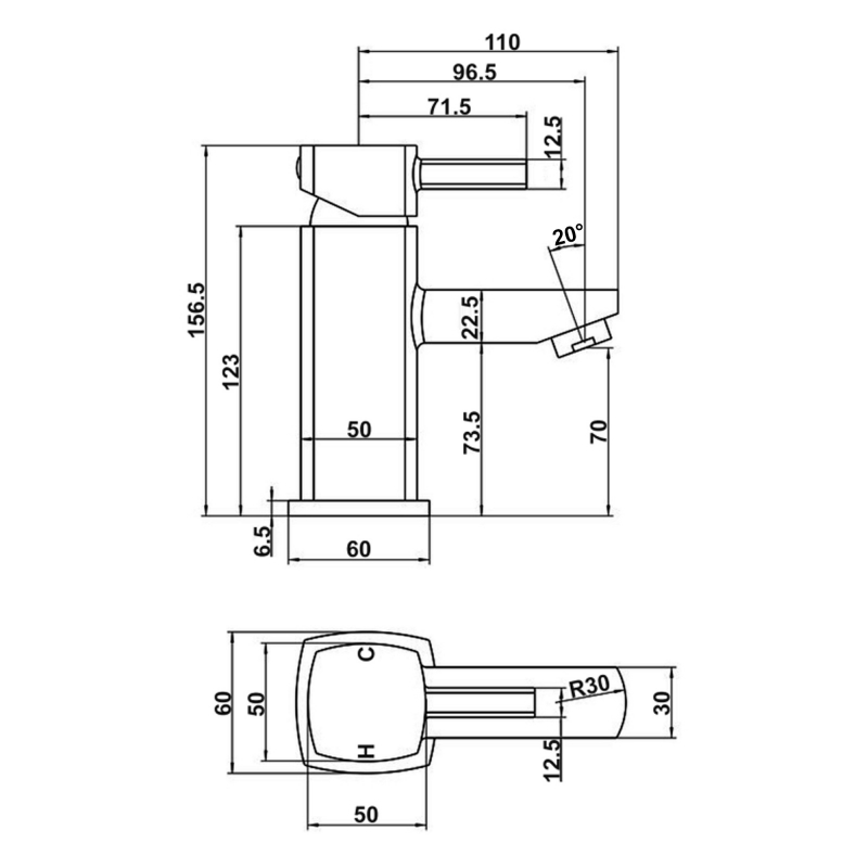 Signature Oscar Mono Basin Mixer Tap Single Handle with Waste - Chrome