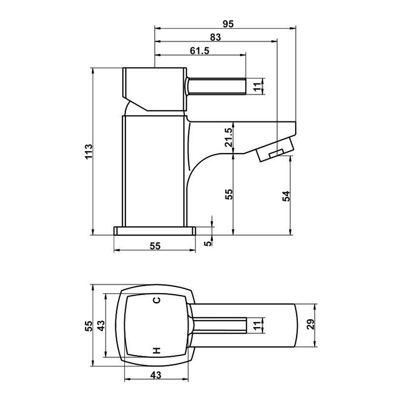Signature Oscar Mono Cloakroom Basin Mixer Tap Single Handle with Waste - Chrome