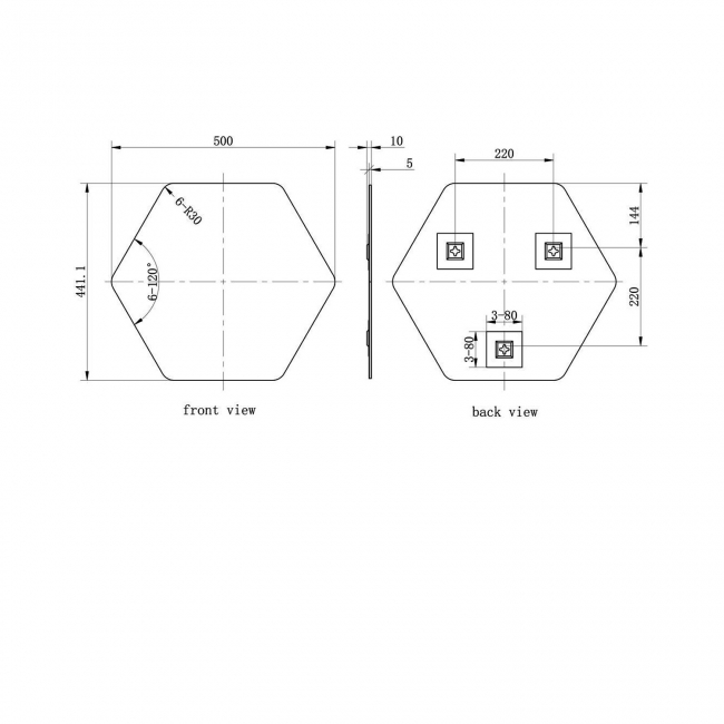 Signature Gabriel Hexagonal Bathroom Mirror 441mm H x 500mm W