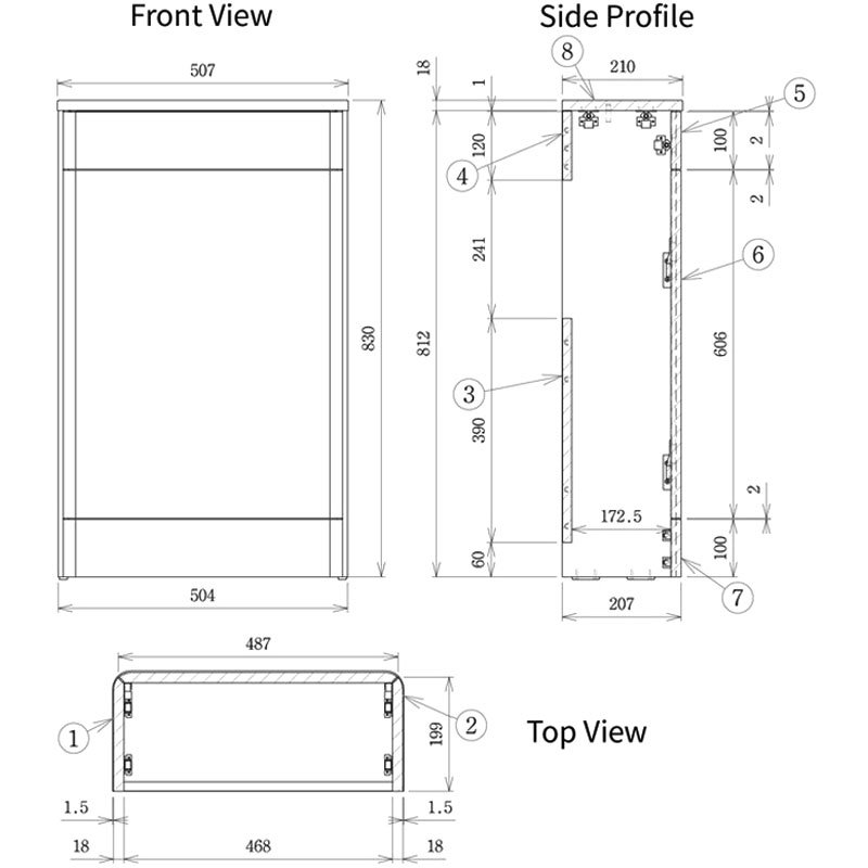 Signature Kalmar Back to Wall WC Toilet Unit 506mm Wide - Grey Gloss