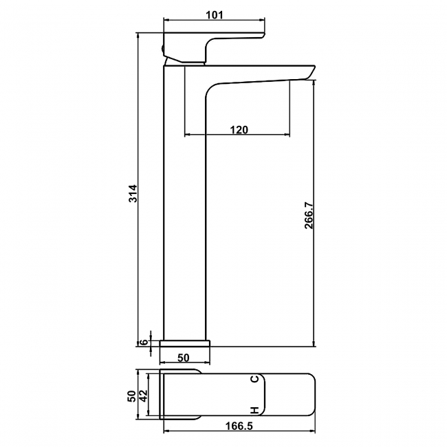 Signature Glide Mono Tall Basin Mixer Tap Single Handle - Brushed Brass