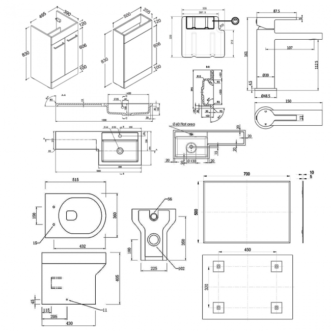 Signature Gothenburg Bathroom Suite with RH Combination Unit 1000mm Wide - Gloss White