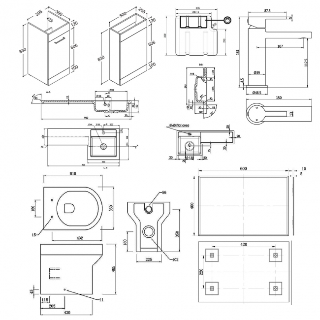 Signature Gothenburg Bathroom Suite with RH Combination Unit 900mm Wide - Gloss White