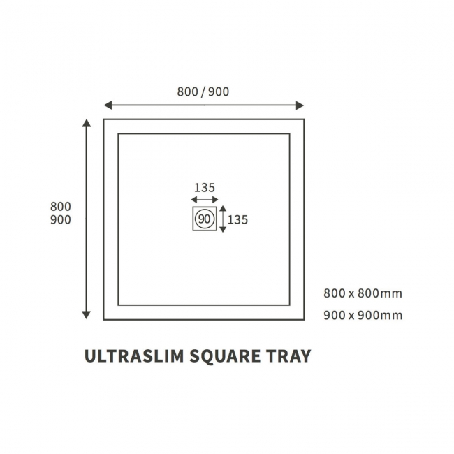 Signature Grade Square Shower Tray 900mm x 900mm (inc Waste)