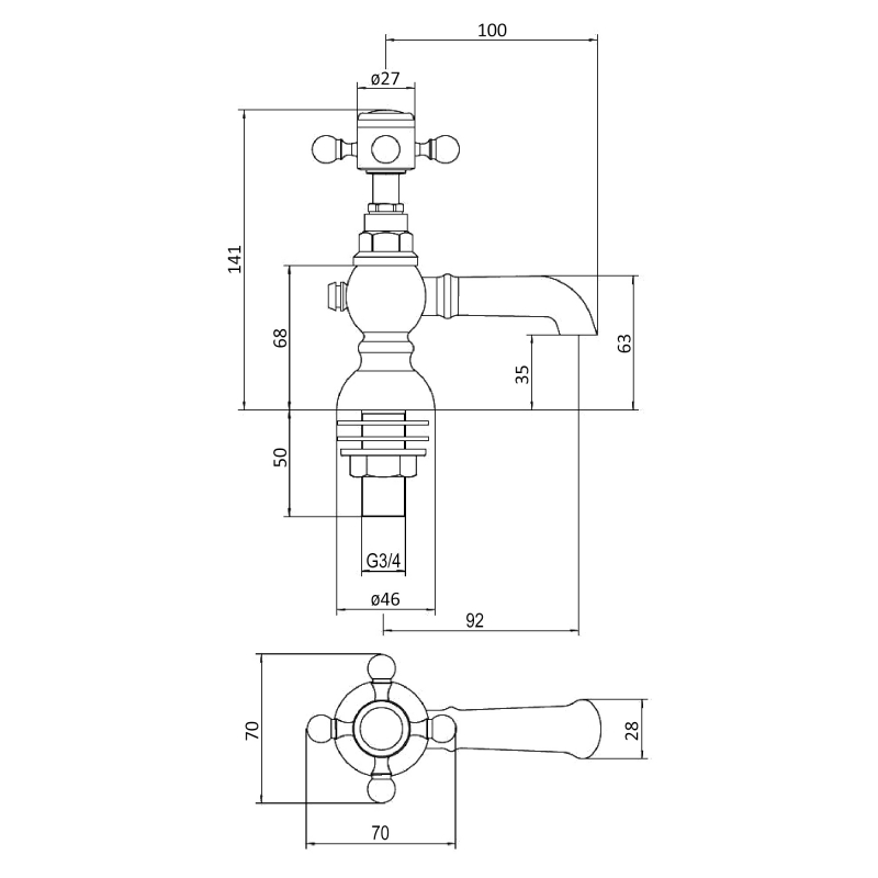 Signature Greenwich Basin Taps Pair Pillar Mounted - Brushed Brass