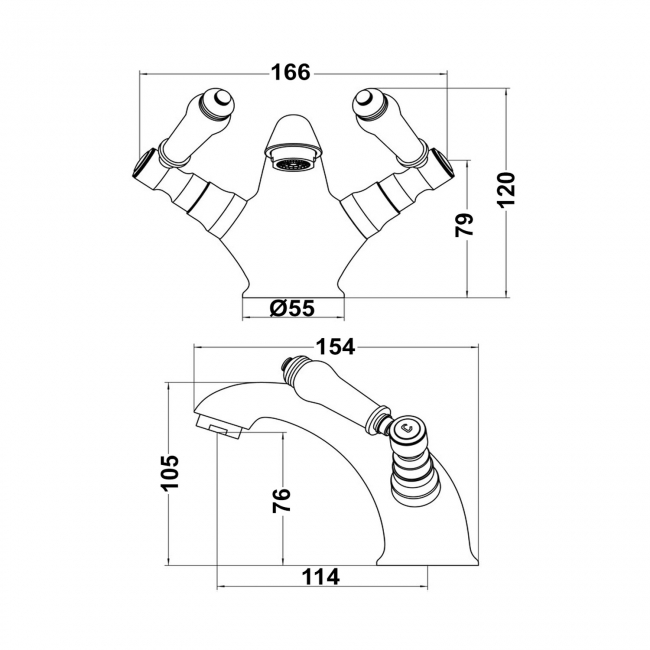 Signature Hampstead Basin Mixer Tap Dual Handle with Waste - Chrome