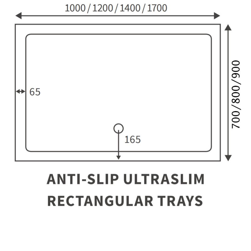 Signature Harbour Anti-Slip Rectangular Shower Tray with Waste 1200mm x 800mm - Ultraslim