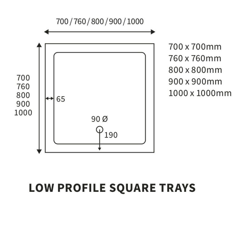 Signature Inca Square Low Profile Shower Tray with Waste 760mm x 760mm - White