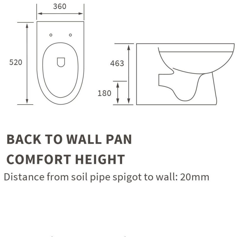 Signature Babylon Comfort Height Back to Wall Toilet 520mm Projection - Soft Close Seat