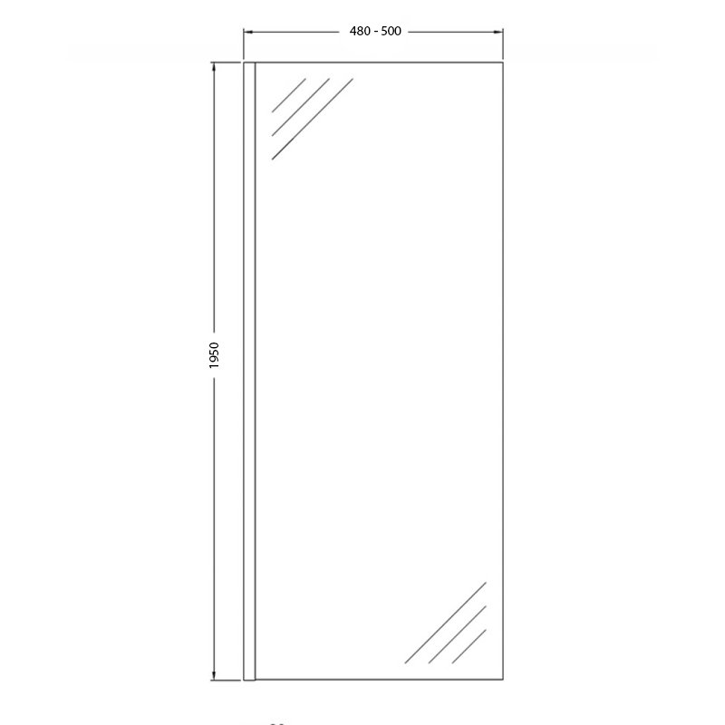 Signature Inca6 Wet Room Screen with Support Bar 500mm Wide - 6mm Glass