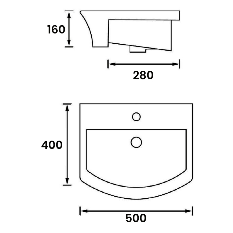 Signature Indus Semi-Recessed Basin 500mm Wide - 1 Tap Hole