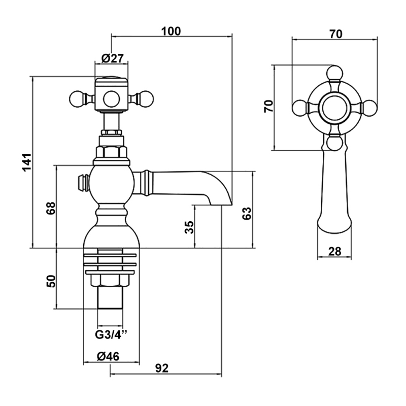 Signature Kensington Basin Taps Pair Pillar Mounted - Chrome