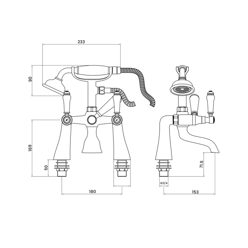 Signature Hampstead Bath Shower Mixer Tap with Shower Kit - Chrome
