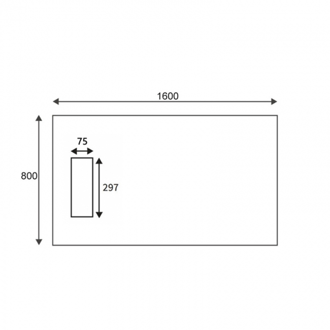 Signature Linear Slim Rectangular Shower Tray 1600mm x 800mm (inc Waste)  | Dimension Image
