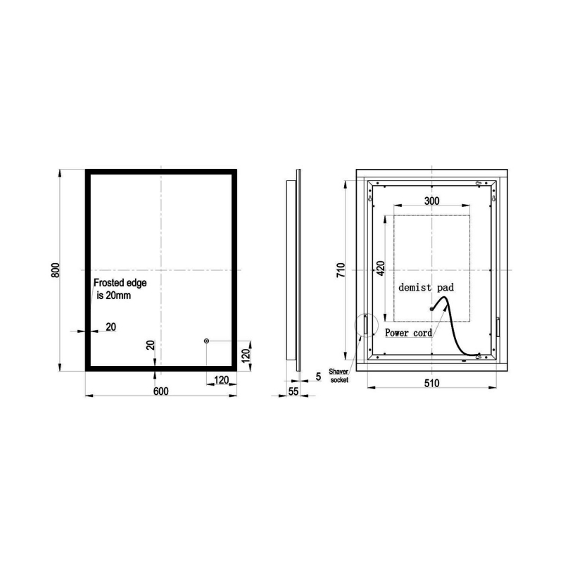 Signature Luca Surround-Lit LED Bathroom Mirror with Demister Pad 800mm H x 600mm W