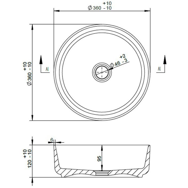 Signature Olmec Round Countertop Basin with Unslotted Waste 360mm Wide 0 Tap Hole - Marble Effect