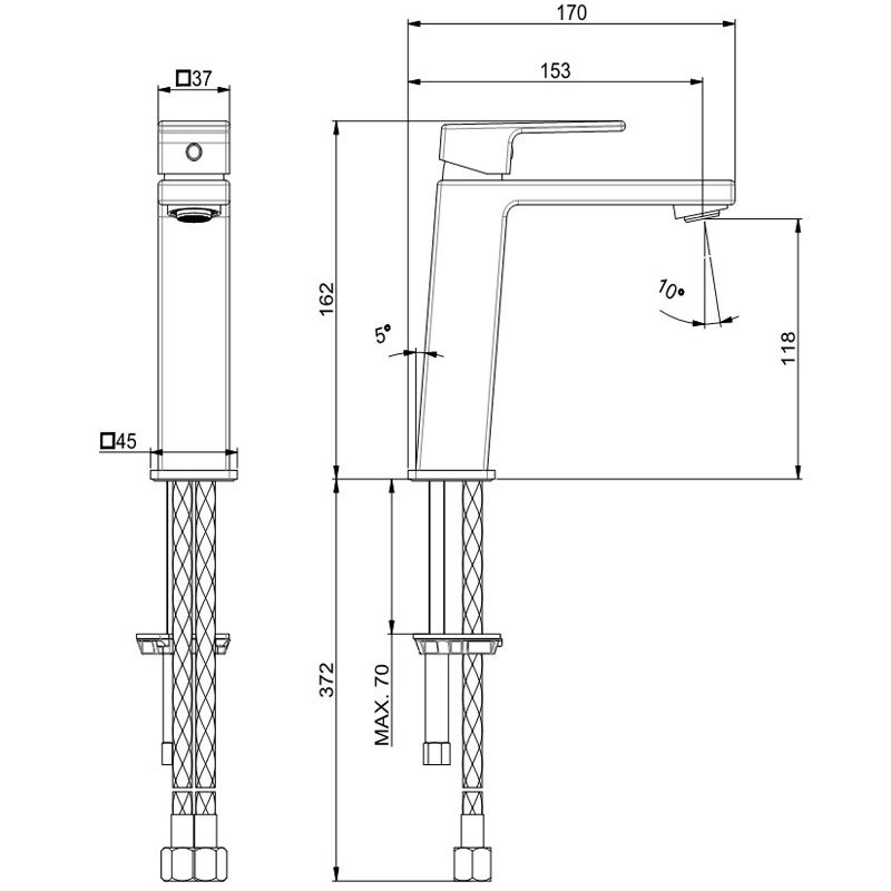 Vema Lys Basin Mixer Tap Deck Mounted - Chrome