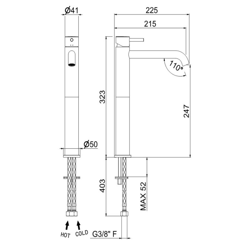 Vema Maira Tall Basin Mixer Tap Deck Mounted - Matt Black