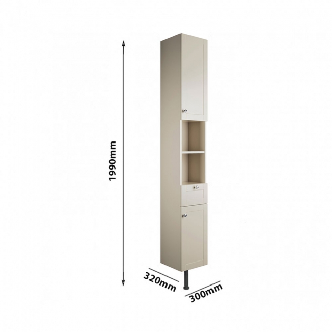 Signature Malmo Floor Standing 2-Door Tall Unit 300mm Wide - Matt Latte