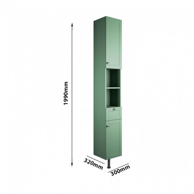 Signature Malmo Floor Standing 2-Door Tall Unit 300mm Wide - Matt Sage Green