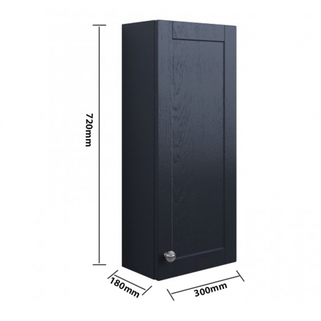 Signature Malmo Wall Hung 1-Door Storage Unit 300mm Wide - Indigo Ash