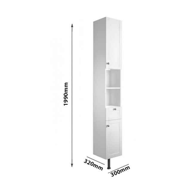 Signature Malmo Floor Standing 2-Door Tall Unit 300mm Wide - Satin White Ash