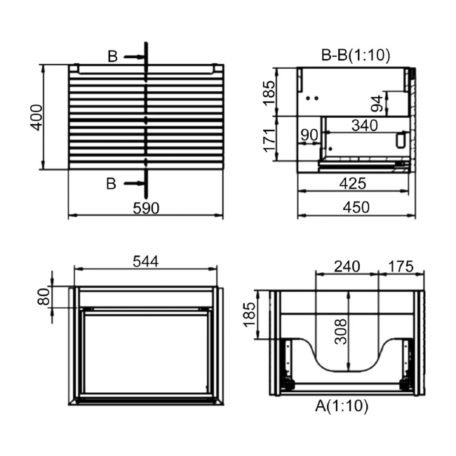 Signature Marshal Wall Hung 1-Drawer Vanity Unit with Thin Edge Basin 615mm Wide 0TH - Matt Cotton