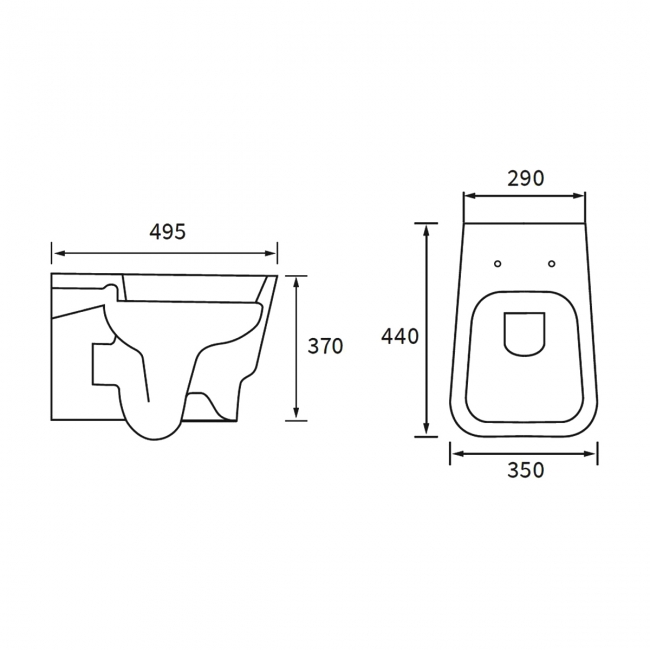 Signature Maya Wall Hung Toilet 495mm Projection - Soft Close Seat