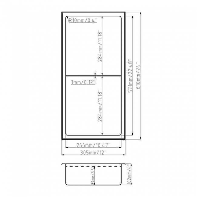 Signature Shower Niche 610mm H x 305mm W - Brushed Brass