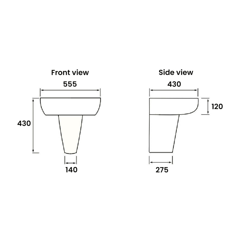 Signature Nazca Basin and Semi Pedestal 555mm Wide - 1 Tap Hole