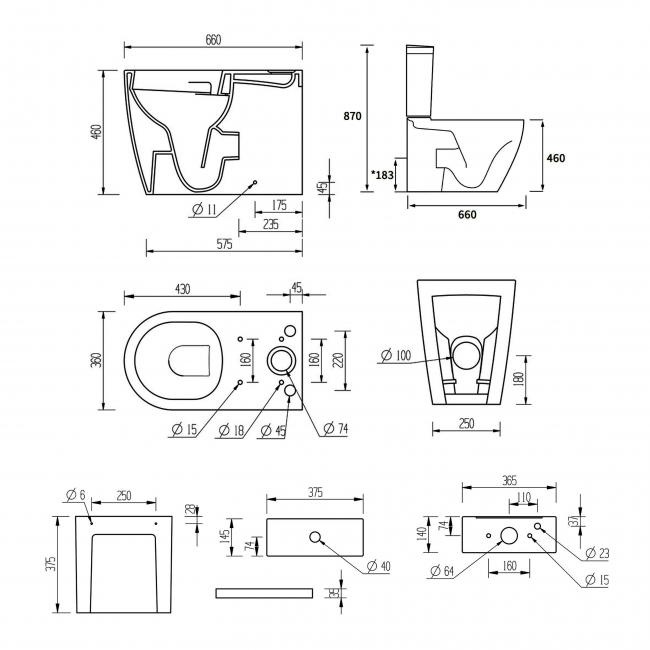 Signature Nazca Rimless Comfort Height Close Coupled Toilet with Push Button Cistern - Soft Close Seat