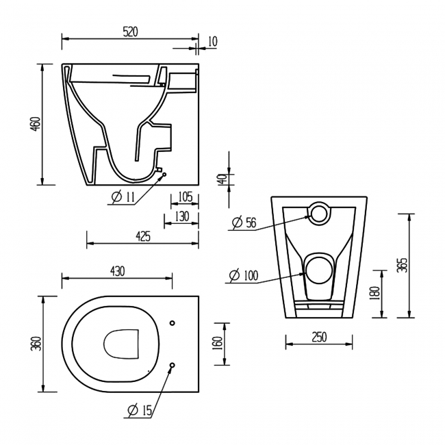 Signature Nazca Rimless Comfort Height Back to Wall Toilet - Soft Close Seat