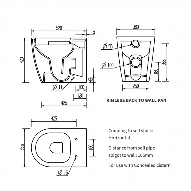 Signature Nazca Back to Wall Rimless Toilet - Soft Close Seat