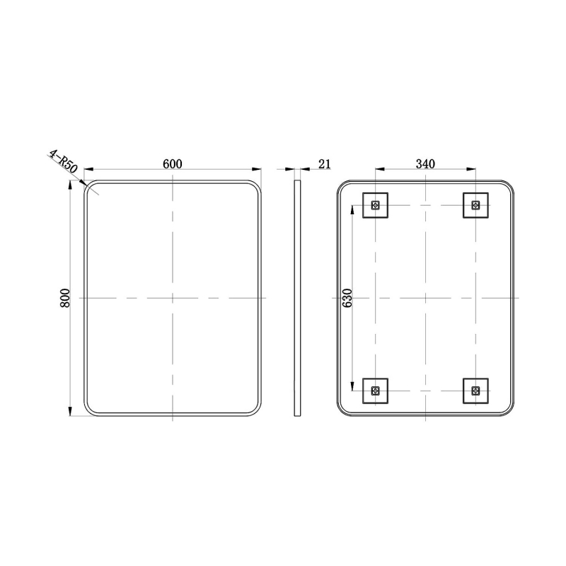 Signature Olivia Rectangular Bathroom Mirror 800mm H x 600mm W - Matt Black