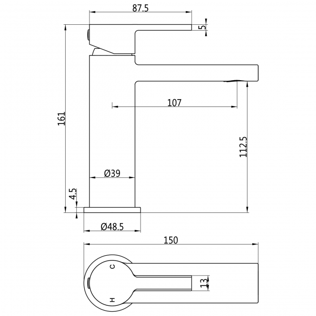 Signature Onyx Basin Mixer Tap Single Handle - Chrome