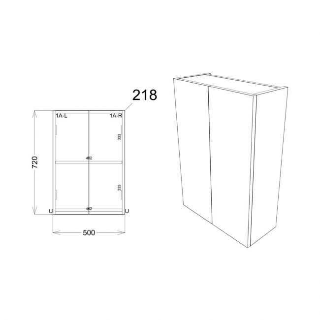 Signature Oslo 2-Door Mirrored Bathroom Cabinet 500mm Wide - White Gloss