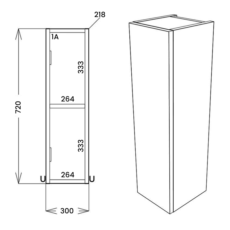 Signature Oslo Wall Hung 1-Door Storage Unit 300mm Wide - Matt Graphite Grey