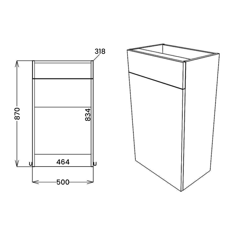Signature Oslo Back to Wall WC Toilet Unit 500mm Wide - Matt Graphite Grey