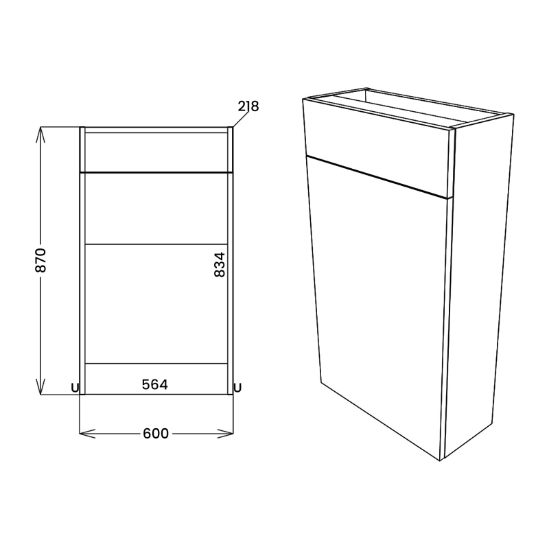 Signature Oslo Slim Back to Wall WC Toilet Unit 600mm Wide - Matt Graphite Grey