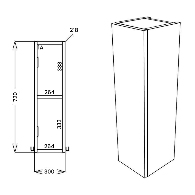 Signature Oslo Floor Standing 1-Door Slim Base Unit 300mm Wide - Nebraska Oak