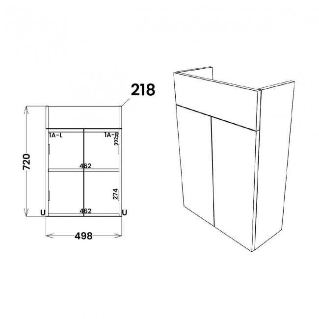 Signature Oslo Floor Standing 2-Door Slim Vanity Unit 500mm Wide - Matt Graphite Grey