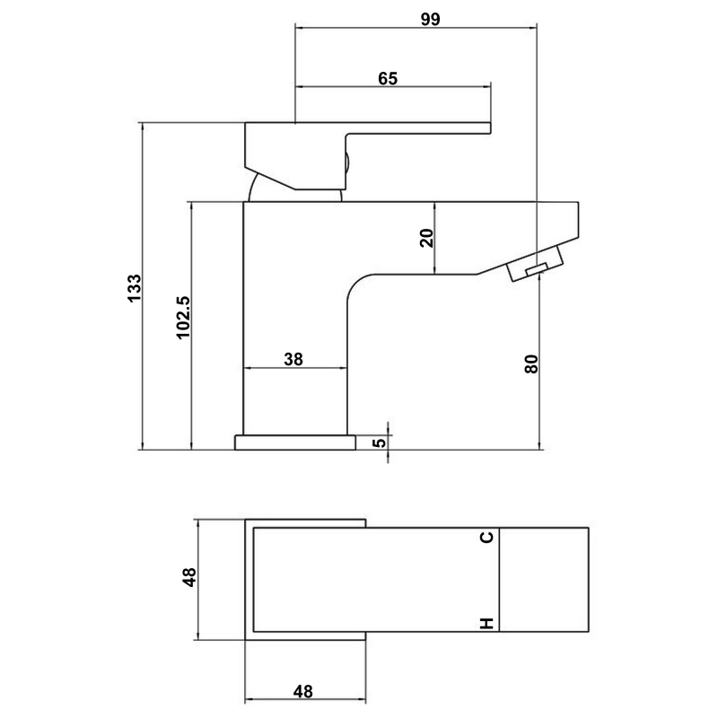 Signature Form Mini Mono Basin Mixer Tap Single Handle with Click Clack Waste - Chrome