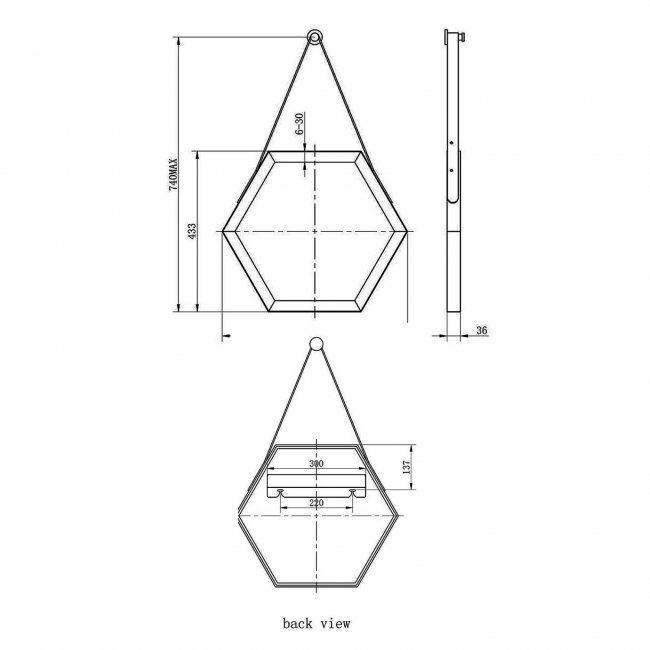 Signature Pietro Hexagonal Bathroom Mirror 433mm H x 500mm W - Bronze